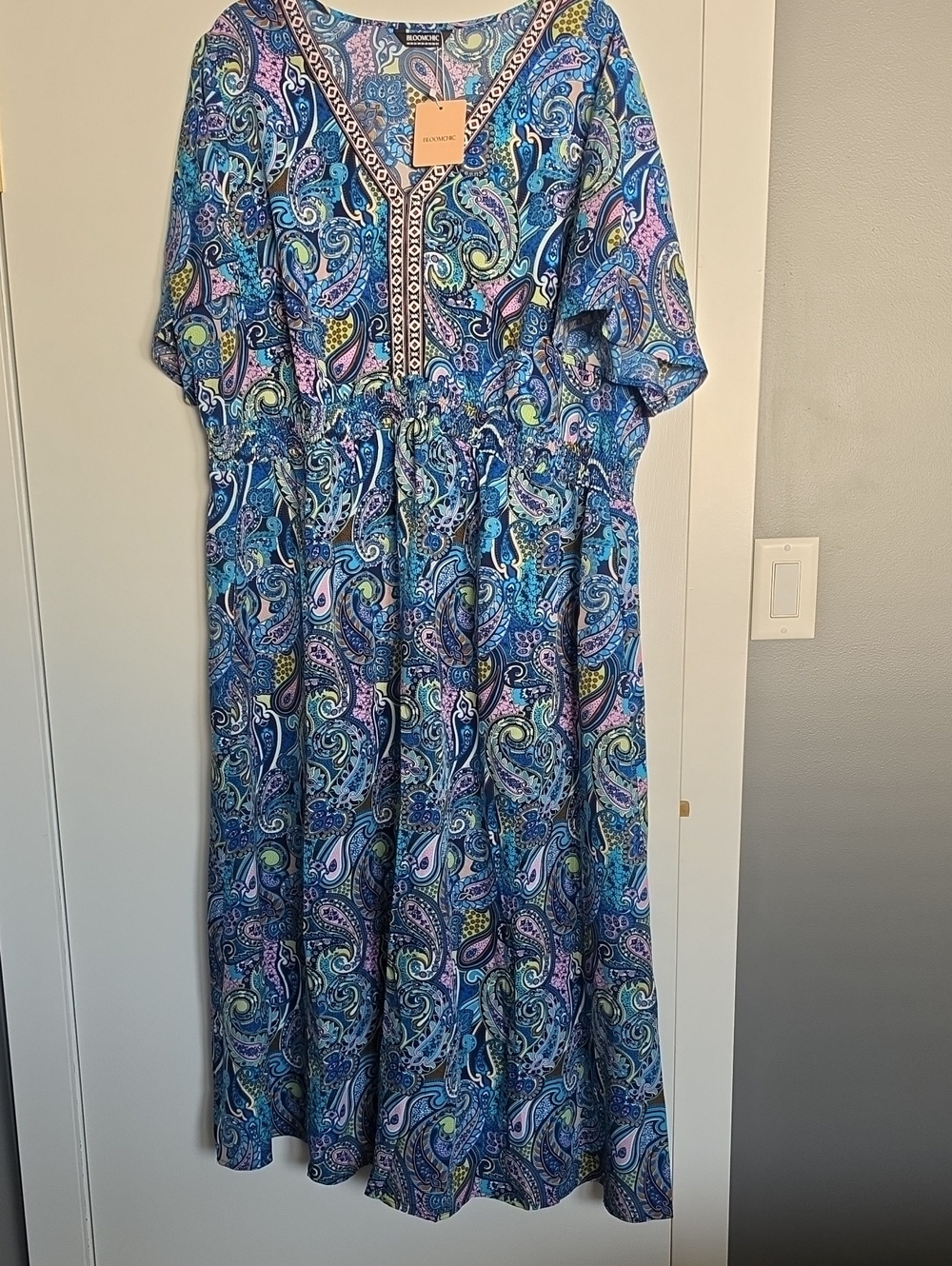 Multicolor Paisley Maxi Dress in Blue and Teal - NEW WITH TAGS - Size 22/24